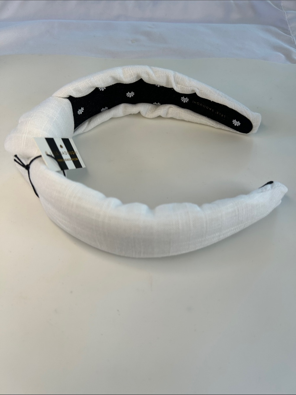 Lele Sadoughi White Linen Knotted Headband NWT - Picture 4 of 5